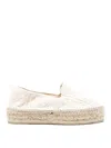 Manebi Embroidered Flat Espadrilles In Beige
