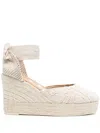 Manebi 110mm Ankle-strap Wedge Espadrilles In White