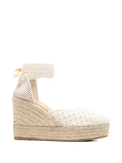 Manebi Yucatán Lace-up Heeled Espadrilles In White