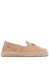 Manebi Beige Palm Tree Embroidered Espadrilles