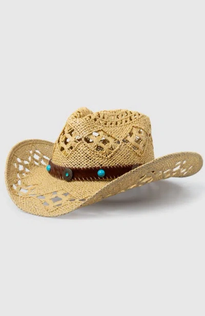 Manela Twister Ranch  Handwoven Straw Sun Hat In Brown