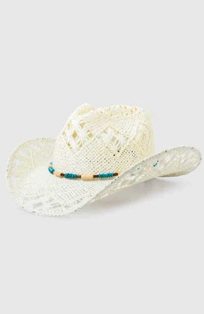 Manela Twister Star  Handwoven Straw Sun Hat In White