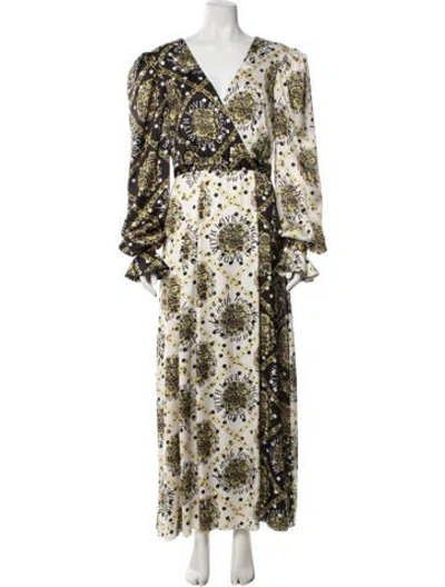 Pre-owned Mangano Printed Long Dress In Multicolor