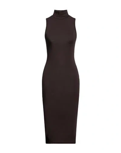 Mangano Woman Midi Dress Dark Brown Size 8 Cotton