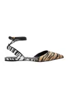 Mangará Atelier Animal Print Calf Leather Flat Sandals Palmito - Women's Pointed Toe With Ankle Women's Strap In Black
