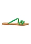 Mangará Atelier Calf Leather Flat Sandals - Women's Minimalist Three-strap Women's Slides In Green