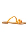 Mangará Atelier Calf Leather Flat Sandals - Women's Minimalist Three-strap Women's Slides In Orange