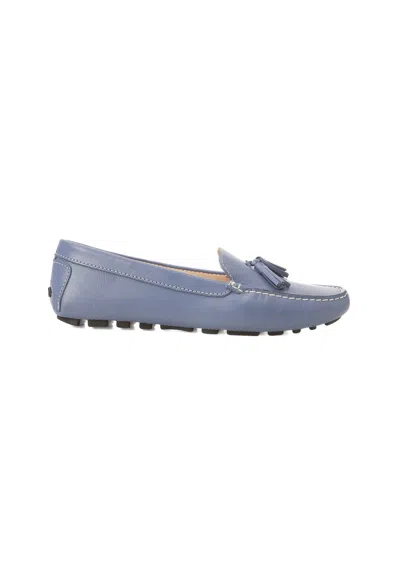 Mangará Atelier Calf Leather Loafers - Women's Driving Moccasins With Tassel Women's Detail In Blue