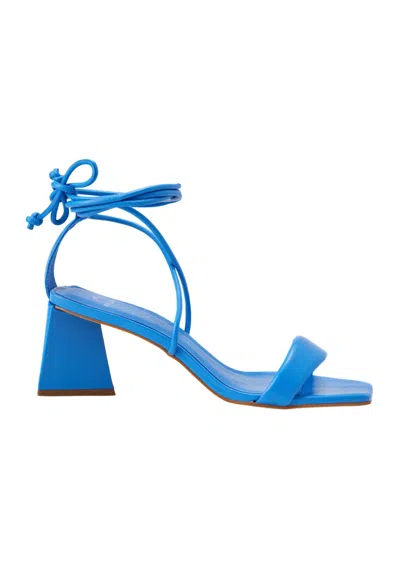 Mangará Atelier Calf Leather Sandals Caúna - Women's Strappy 6.5 Cm Block Heel Wrap Women's Design In Blue