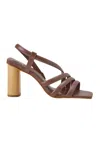 Mangará Atelier Calf Leather Sandals Cedro - Women's 8 Cm Cylindrical Block Women's Heel In Brown