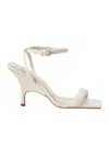 Mangará Atelier Calf Leather Sandals Cortiça - Women's 9 Cm High Heel With Ankle Women's Strap In White