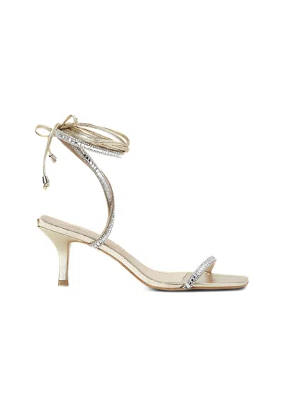 Mangará Atelier En Leather 8 Cm Heeled Sandals - Handcrafted Open-toe Women's Design In Metallic