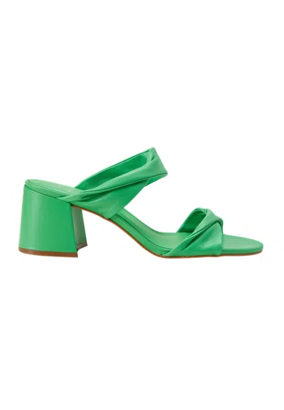 Mangará Atelier Goat Leather Mules Xaxim - Women's 6.5 Cm Block Heel Women's Sandals In Green