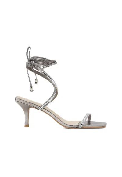 Mangará Atelier Leather 8 Cm Heeled Sandals - Handcrafted Open-toe Women's Design In Silver