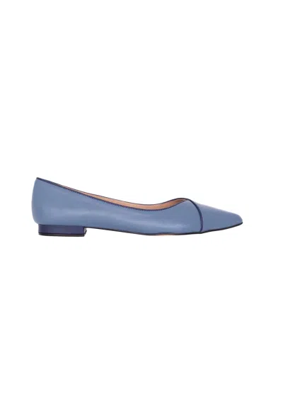 Mangará Atelier Leather Ballerinas - Elegant Women's Flat Shoes With Low Women's Heel In Blue