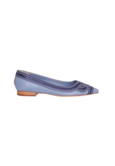 Mangará Atelier Leather Ballerinas - Women's Flat Shoes With Laye Women's Detail In Blue