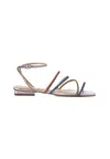 Mangará Atelier Multi Crystal Strappy Sandals - Elegant Women's Flat Women's Shoes In Purple