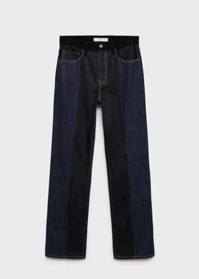 Mango Rita Straight High Rise Jeans Dark Blue In Bleu Foncé