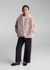 Mango Kids' Faux Fur Hooded Coat Pink In Rose