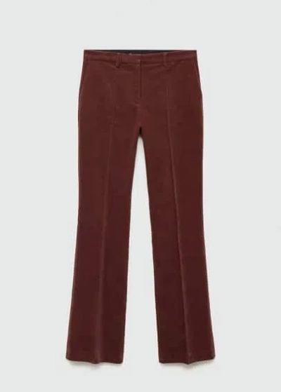 Mango Straight Velvet Trousers Wine In Lie De Vin