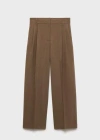 MANGO CHALK-STRIPE TROUSERS OLIVE GREEN