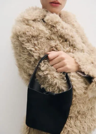 Mango Leather Handbag Black