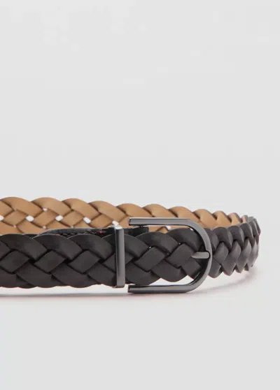 Mango 100% Braided Leather Belt In Brown