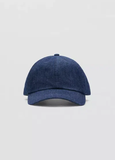 Mango 100% Cotton Denim Cap In Navy