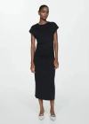 Mango 100% Cotton Draped Dress Charcoal