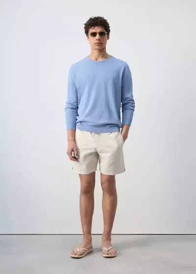Mango 100% Cotton Fine-knit Sweater In China Blue