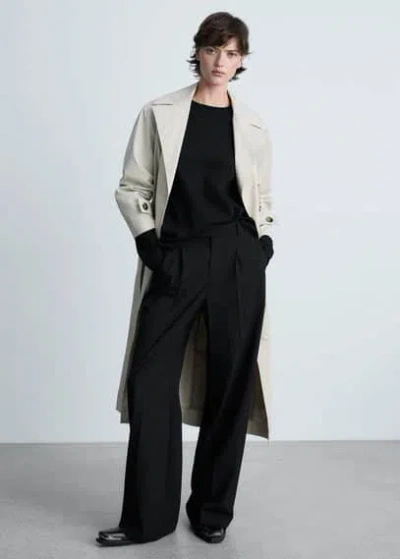 Mango Long Sleeve Cotton T-shirt Black In Noir
