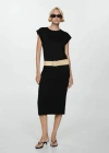 Mango 100% Cotton Midi Dress Black In Noir