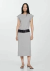 Mango Cotton Midi Dress Grey In Grey