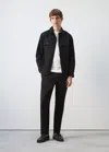 Mango 100% Cotton Overshirt With Pockets In Black