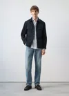 Mango 100% Cotton Overshirt With Pockets In Blue