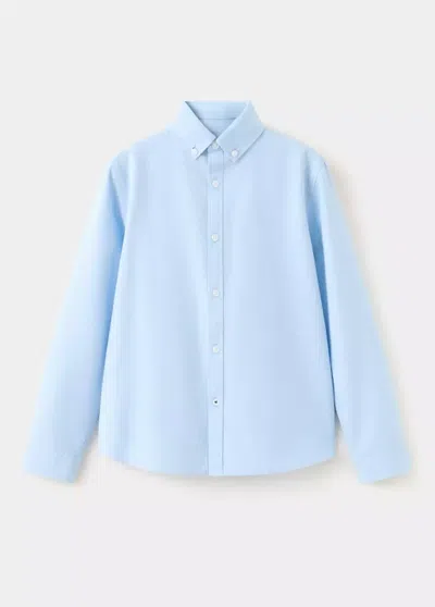 Mango Kids' 100% Cotton Oxford Shirt In Sky Blue