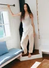 Mango 100% Cotton Pants With Embroidered Stripe In White