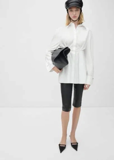 Mango Women's Pleated Detail Cotton Shirt In Off White