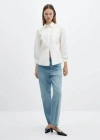 Mango Chest-pocket Cotton Shirt Off White In Blanc Cassé