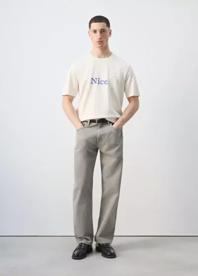 Mango 100% Cotton Printed T-shirt In Off White