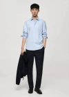 Mango 100% Cotton Twill Regular-fit Shirt In Bleu Ciel