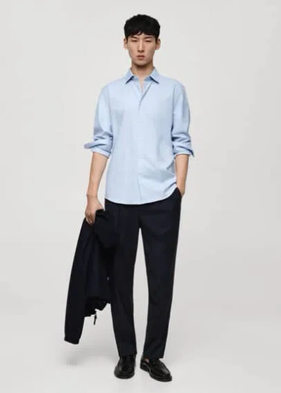 Mango 100% Cotton Twill Regular-fit Shirt In Bleu Ciel
