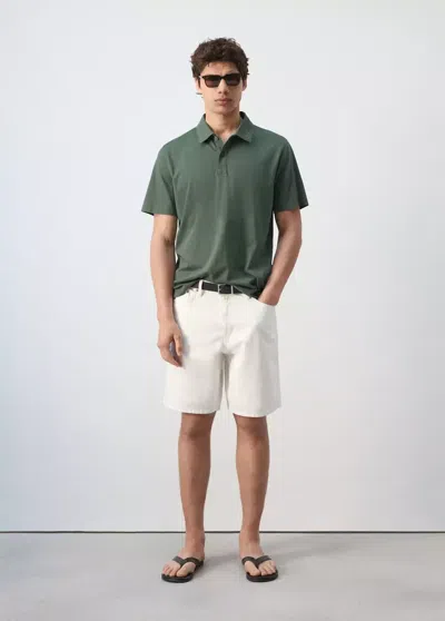 Mango 100% Cotton Regular-fit Polo Shirt In Green