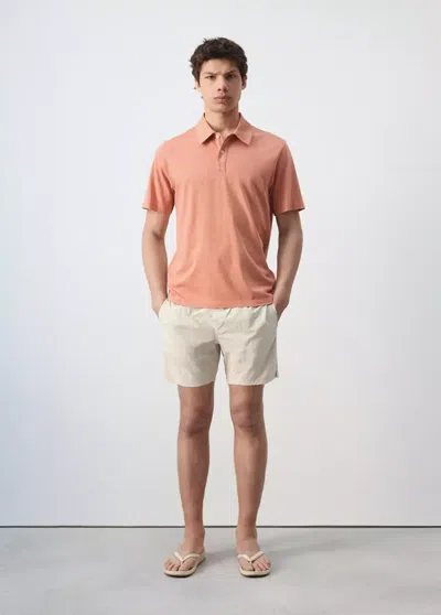Mango 100% Cotton Regular-fit Polo Shirt In Salmon