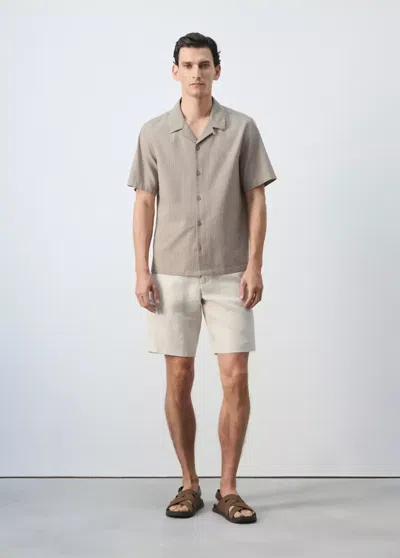 Mango 100% Cotton Shirt With Embroidered Details In Beige