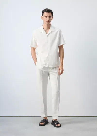 Mango 100% Cotton Shirt With Embroidered Details In White