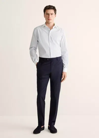 Mango 100% Cotton Slim Fit Shirt In Sky Blue