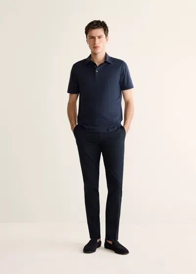 Mango 100% Cotton Slim-fit Polo Shirt In Navy