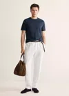 Mango Slim Fit Cotton T-shirt In Navy