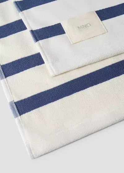 Mango 100% Cotton Striped Beach Towel In Green